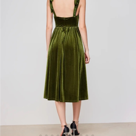 Cider Olive Green Midi Dress velvet ren faire cosplay cottagecore - Picture 4 of 9